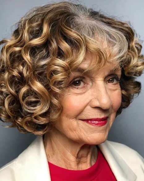 Curly Bob with Highlights