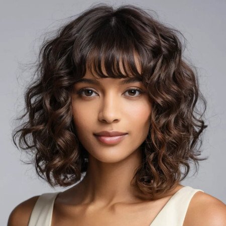 Curly Lob with Fringe