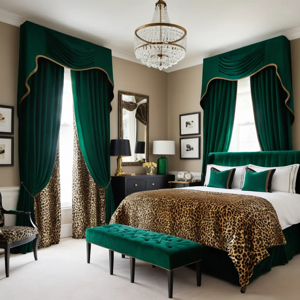 Emerald Leopard Curtains