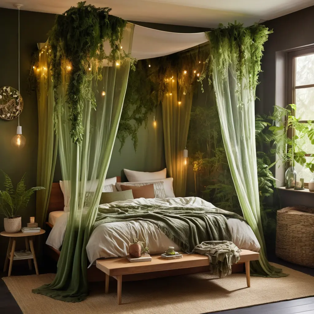 Forest Canopy with Green Drapes