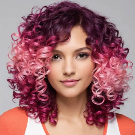 Layered Curly Cut with Bold Color