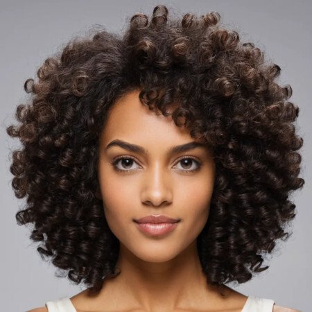 Layered Short Curly Afro