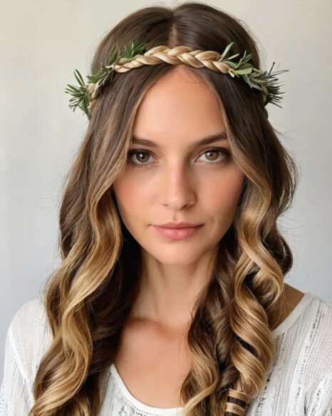 Loose Braided Crown with Ribbon