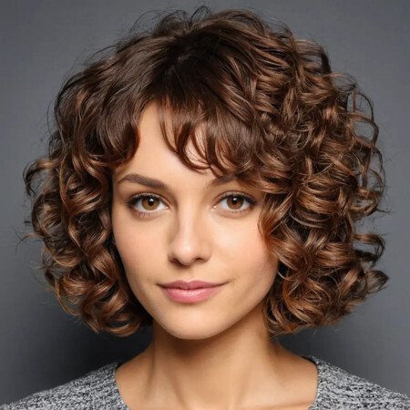 Short Layered Curly Bob