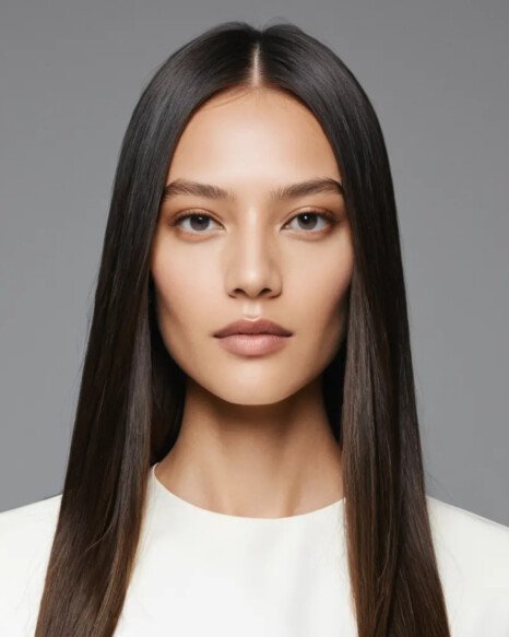 Straight and Sleek with Center Part