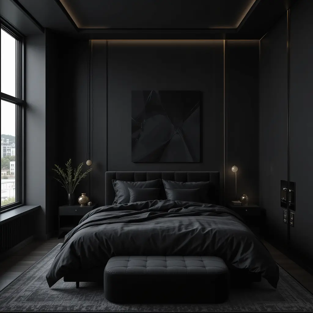 All-Black Modern Bedroom