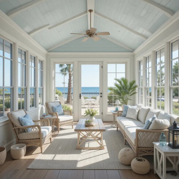 Beach-Inspired Sunroom with Coastal Colors