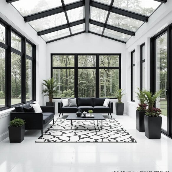 Black-and-White Modern Sunroom