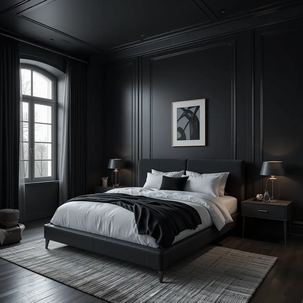 Black with White Bedding