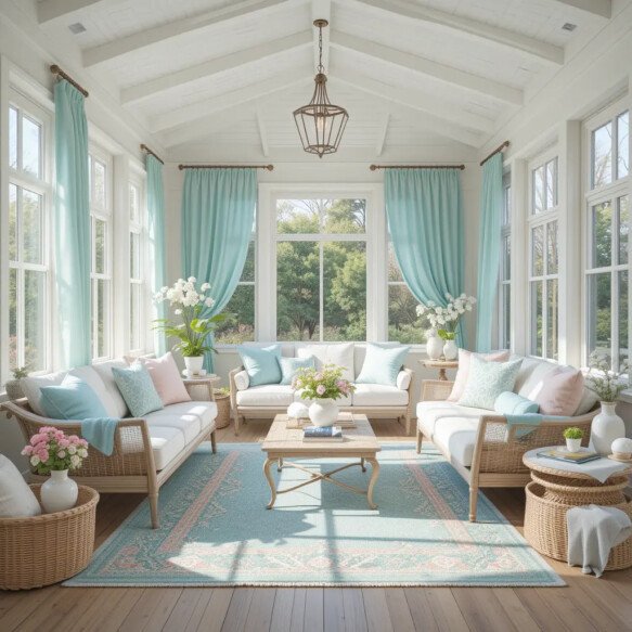 Bright and Airy Sunroom with Pastel Accents