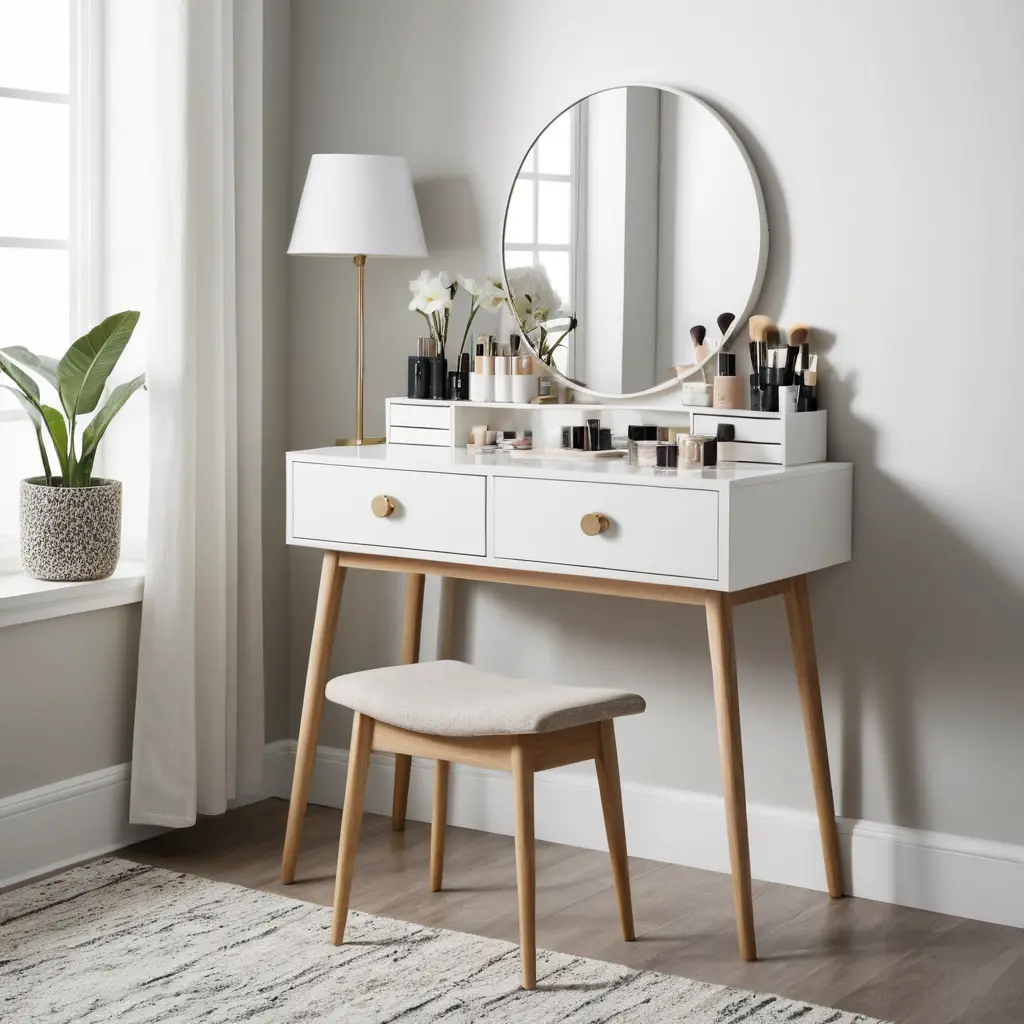 Compact Vanity with Drawers