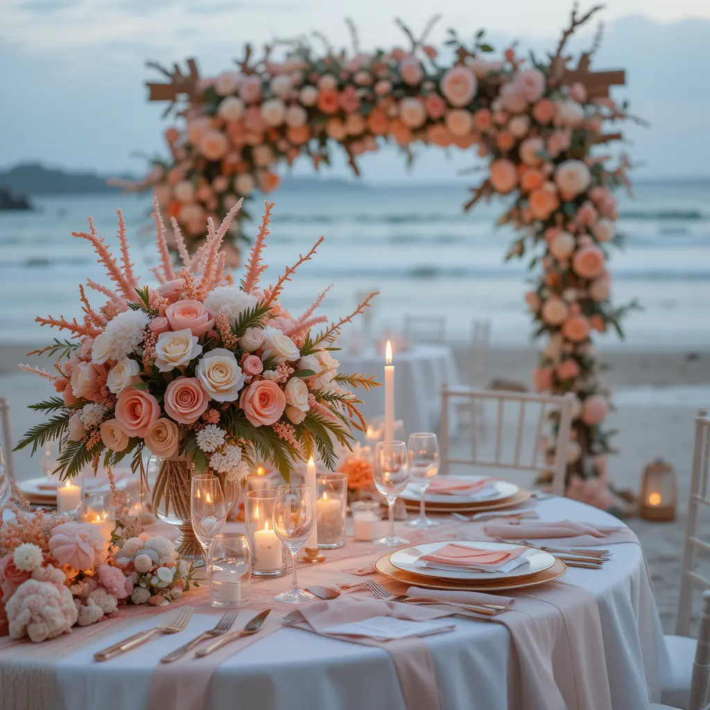 Coral-Themed Wedding Decor