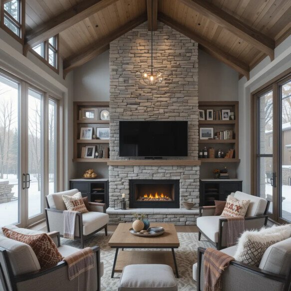 Cozy Four-Season Room with Fireplace