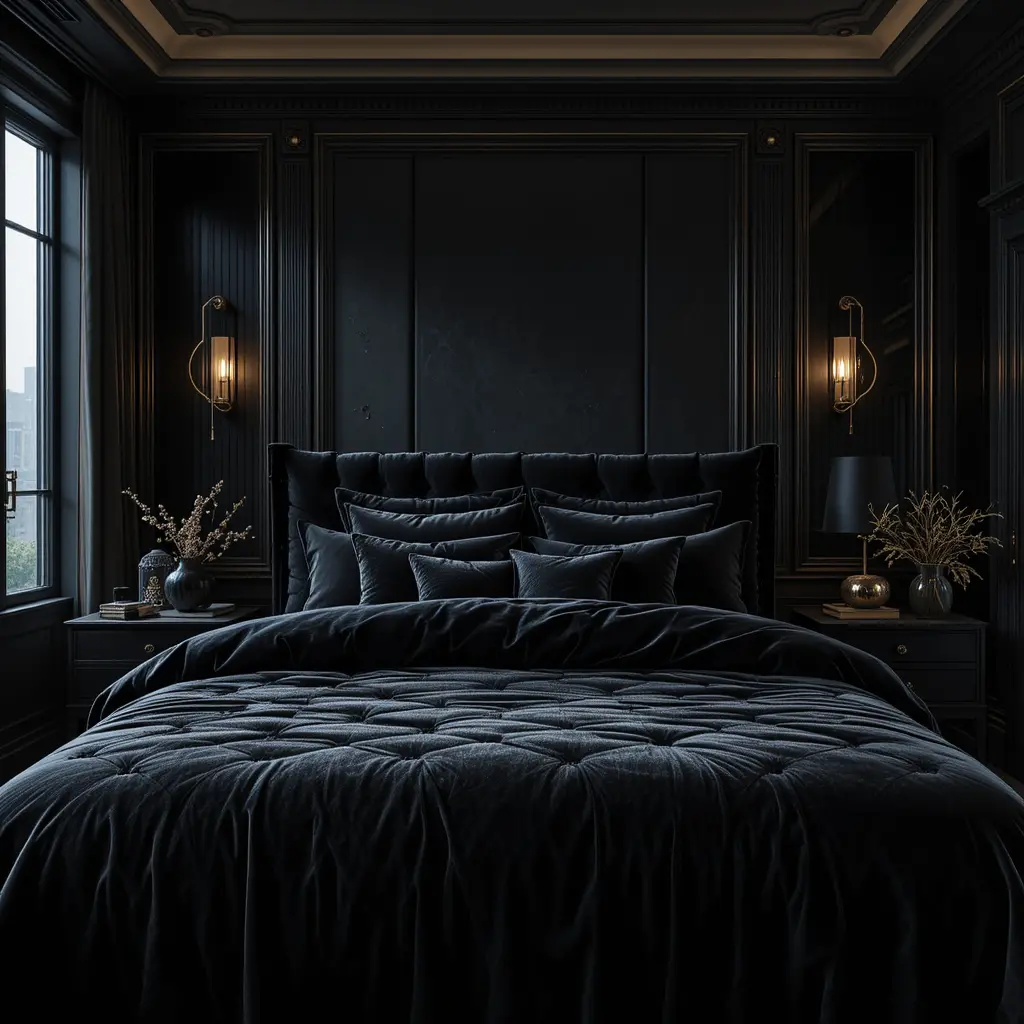 Dark Black Velvet Bedding