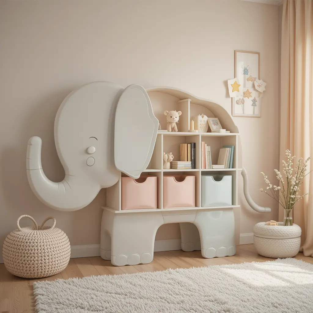 Elephant Shelf with Storage Bins