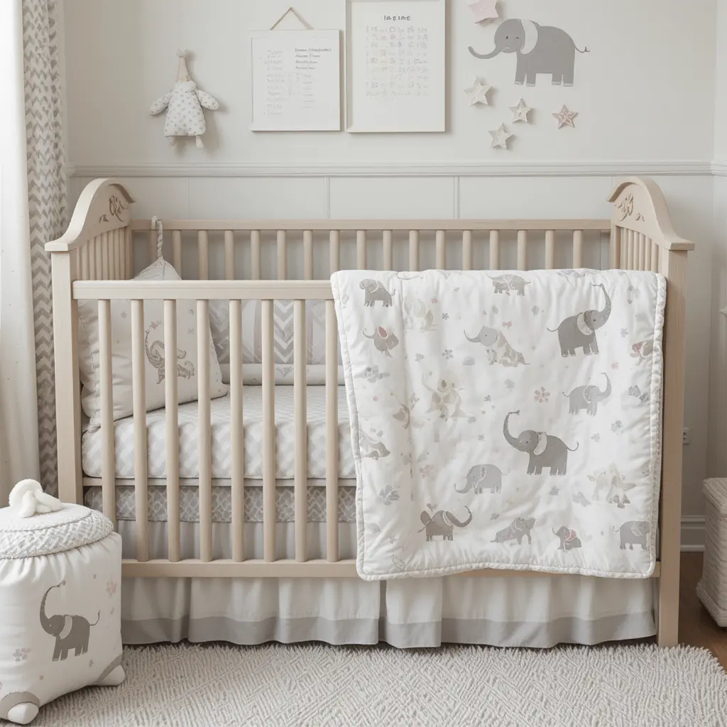 Elephant-Themed Crib Bedding