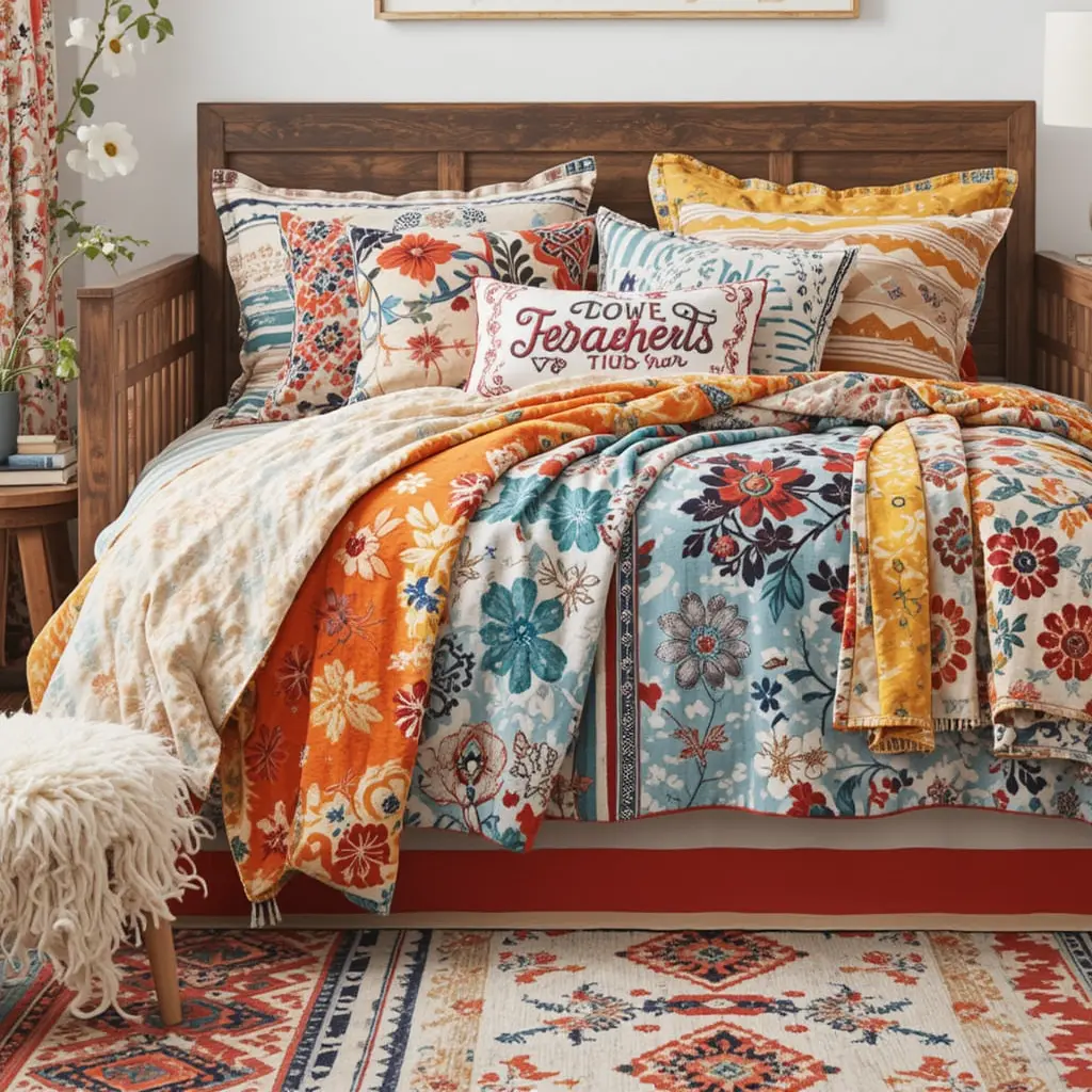 Layered Bedding with Bold Patterns