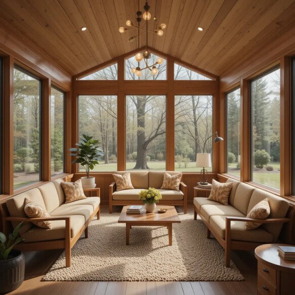 Mid-Century Modern Sunroom with Vintage Charm