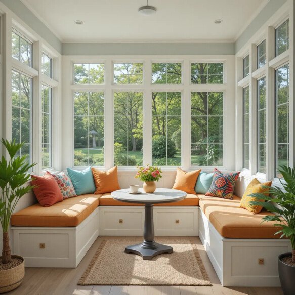 Modern Sunroom with a Breakfast Nook