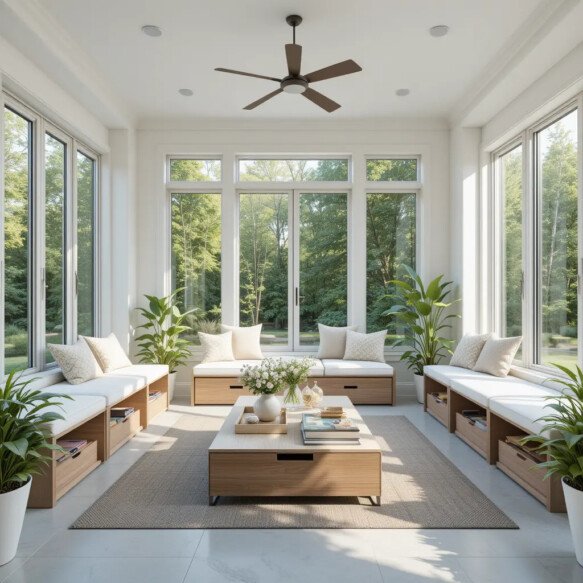 Multi-Purpose Sunroom with Hidden Storage