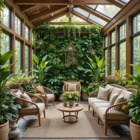 Nature-Focused Sunroom with Indoor Garden