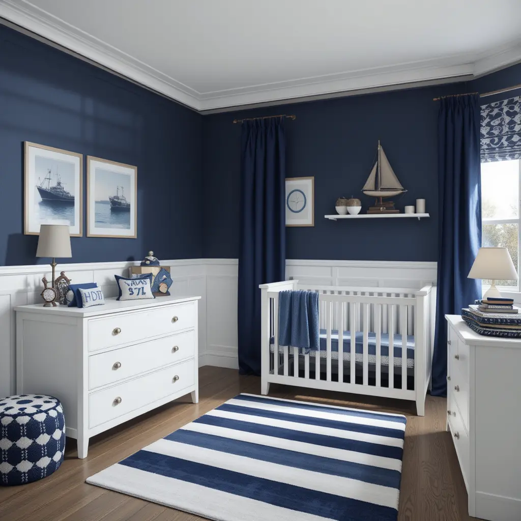 Navy Blue and White Color Scheme