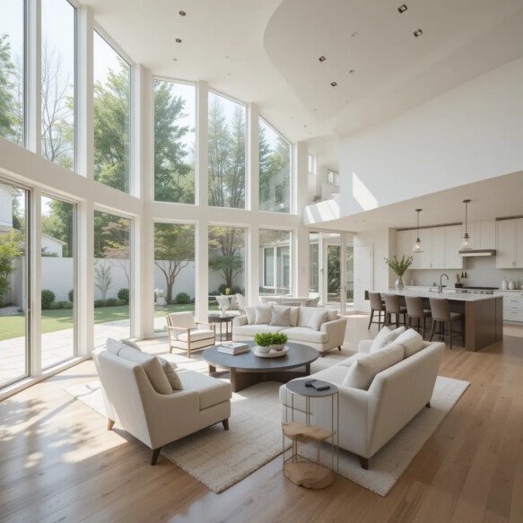 Open-Concept Sunroom with Seamless Transitions