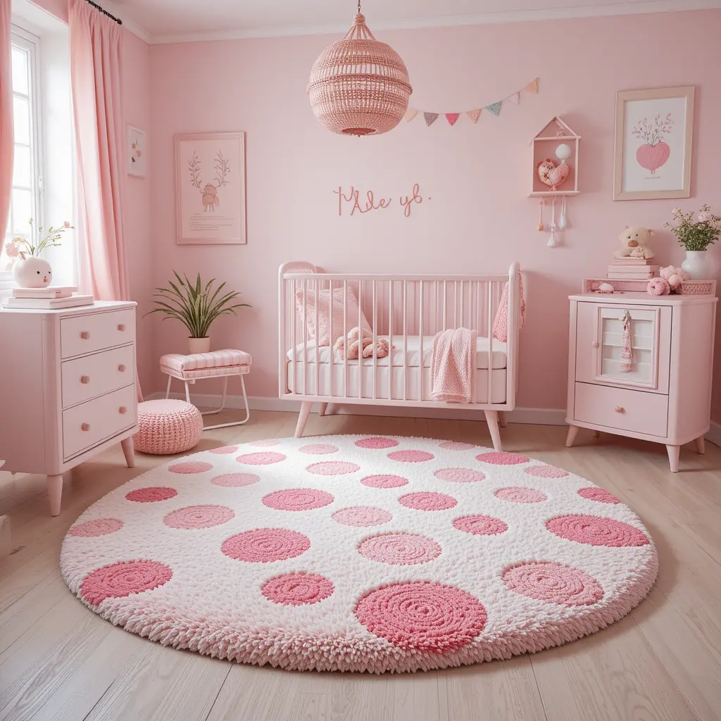 Pink Polka Dot Rug