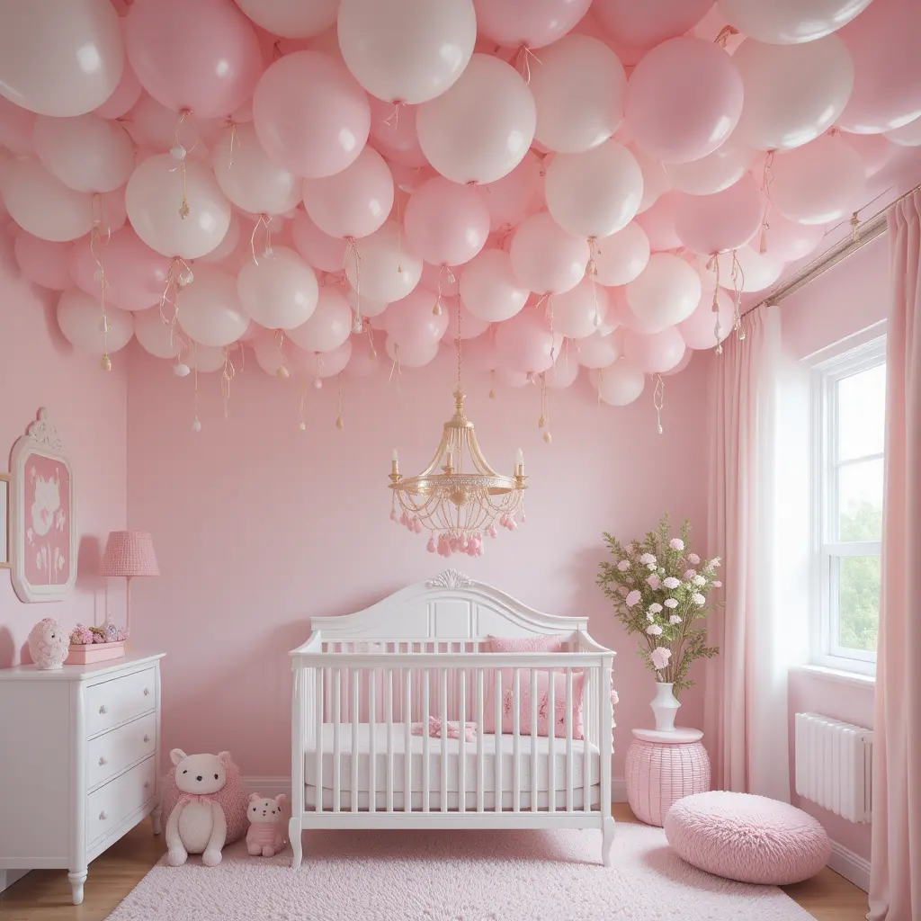 Pink and White Balloon Ceiling