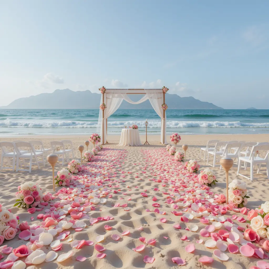 Sandy Aisle with Rose Petals