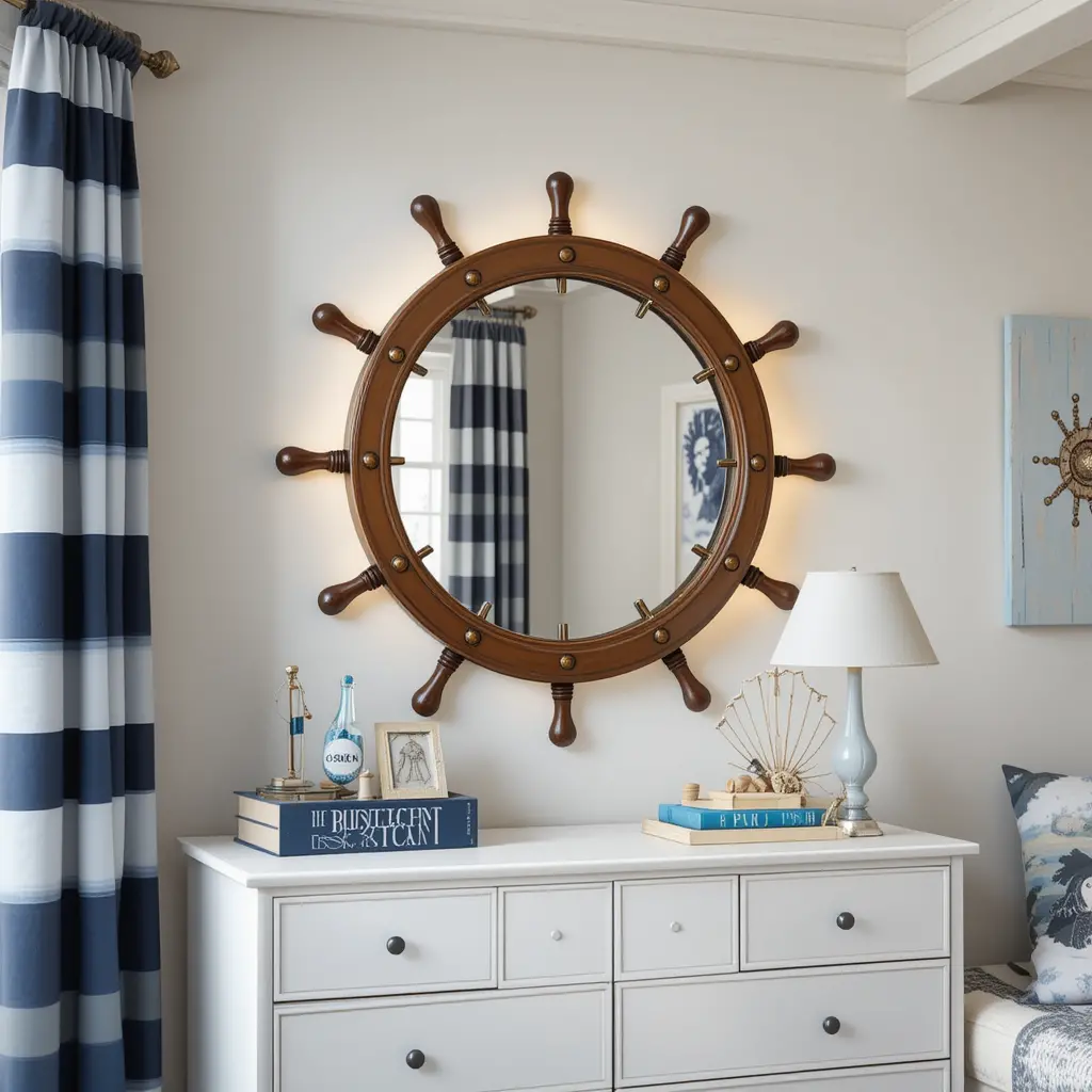 Ship Wheel Mirror