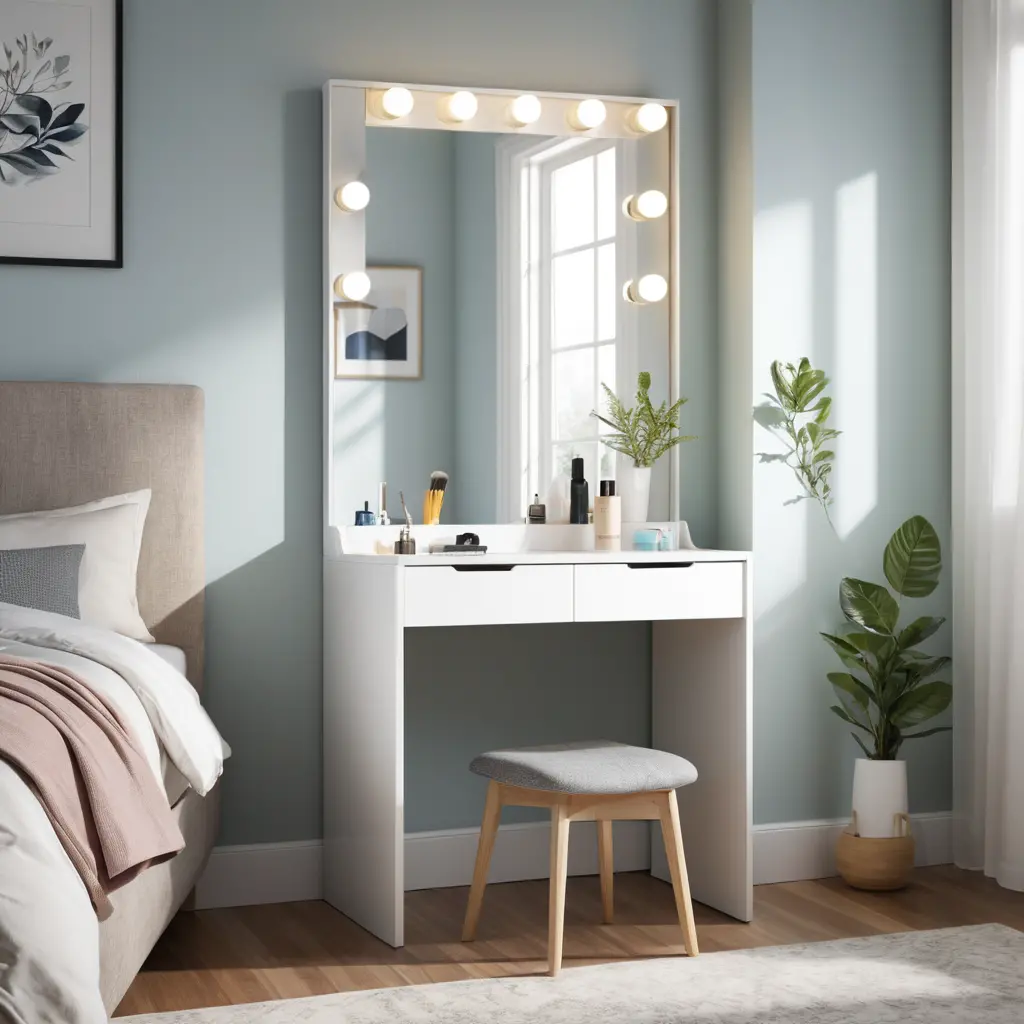 Vanity with a Sliding Mirror