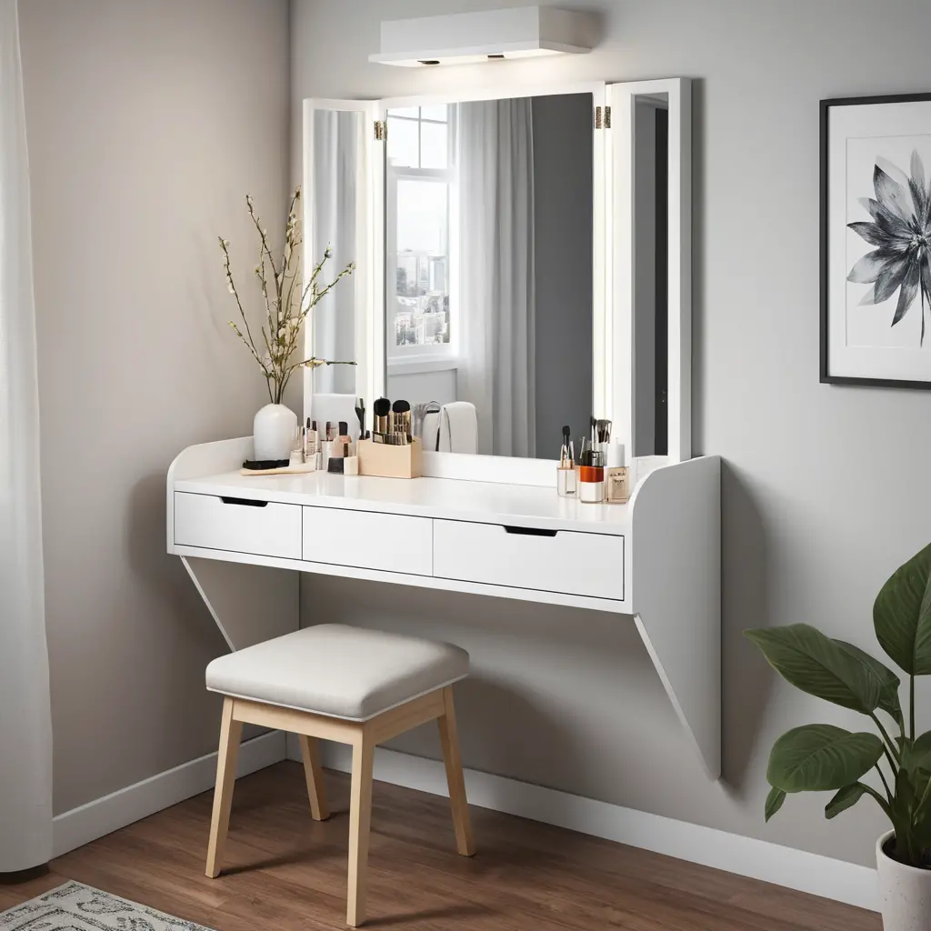 Wall-Mounted Fold-Out Vanity