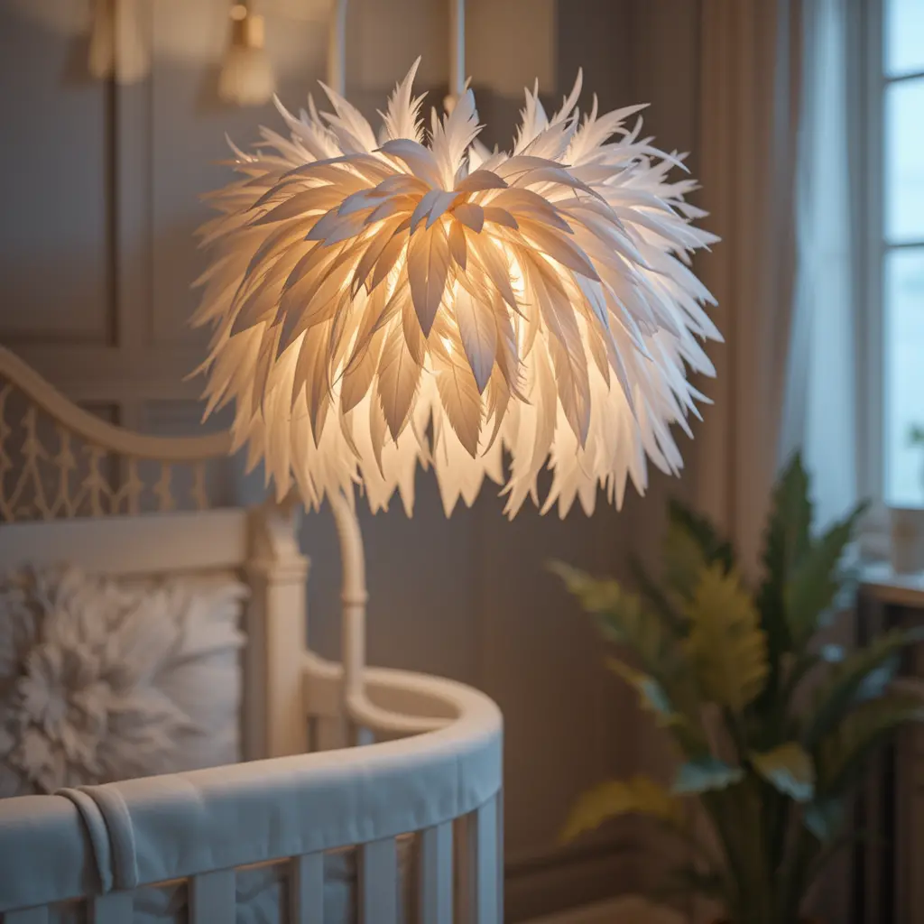 Whimsical Feather Lampshade