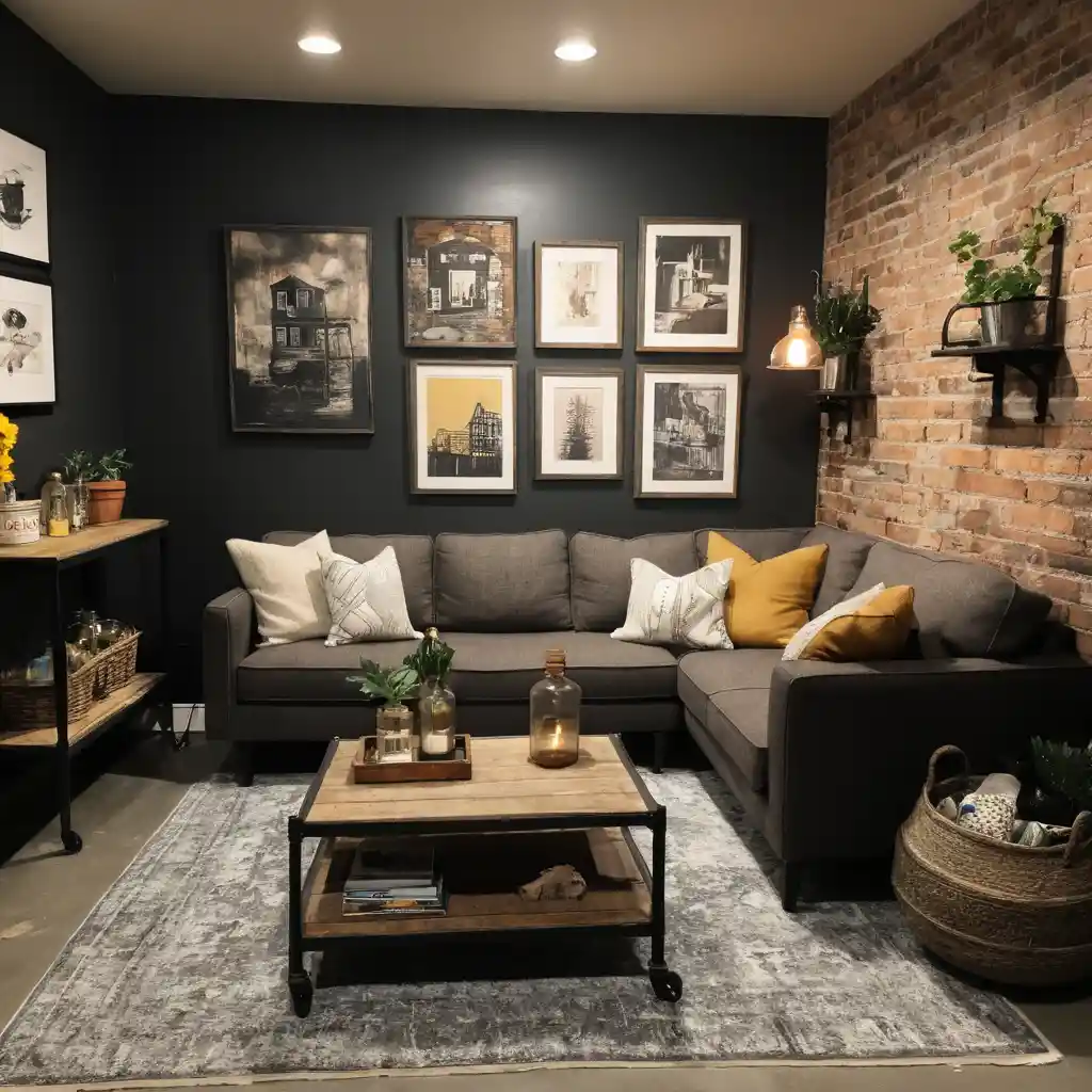 Cozy Home Lounge with Industrial Charm