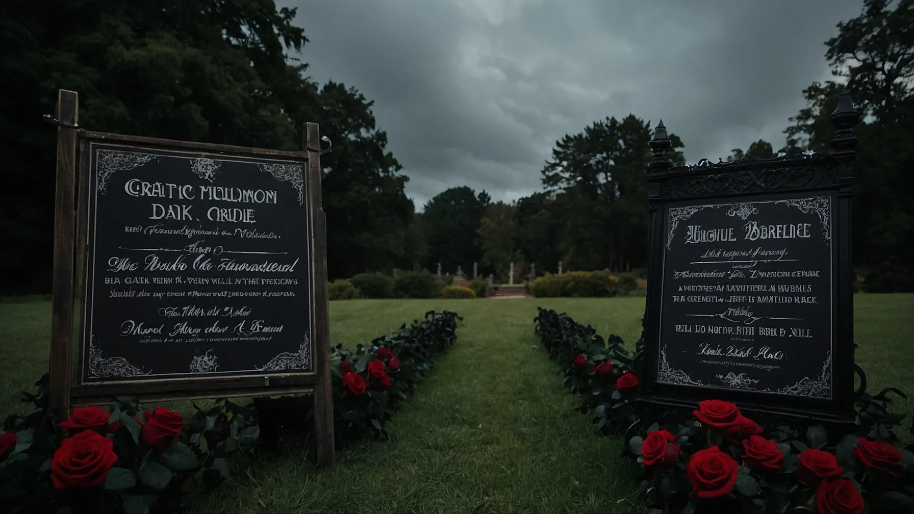 Dark Themed Wedding Signage