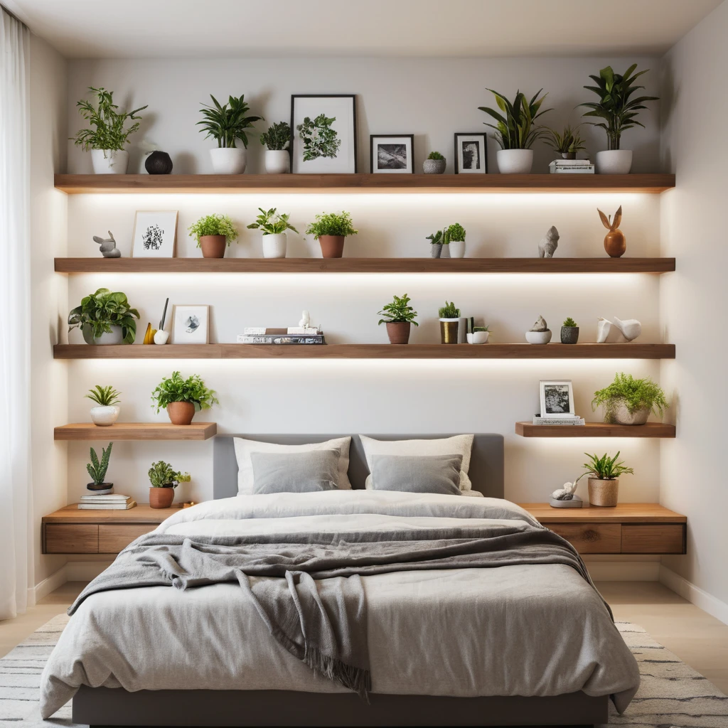 Floating Shelves with Decor Accents