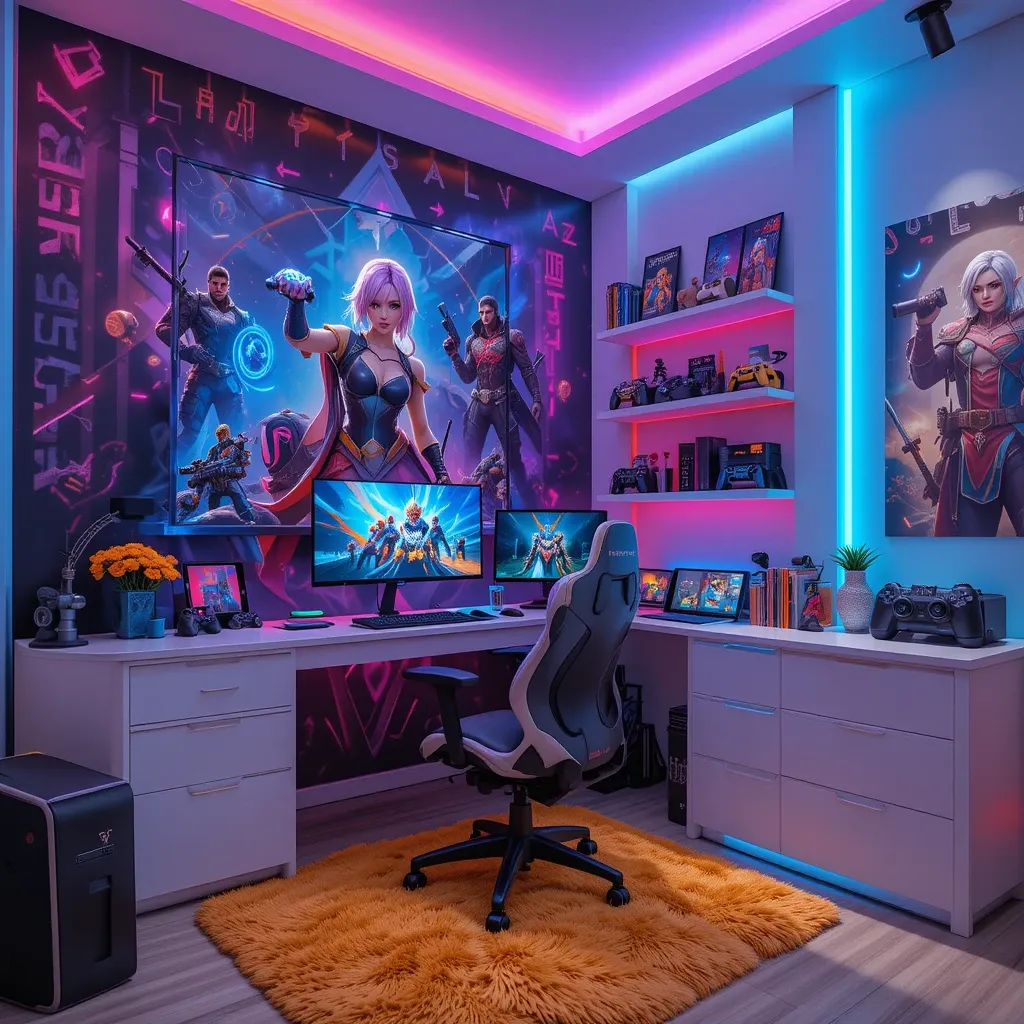 Gaming Room with Statement Wall