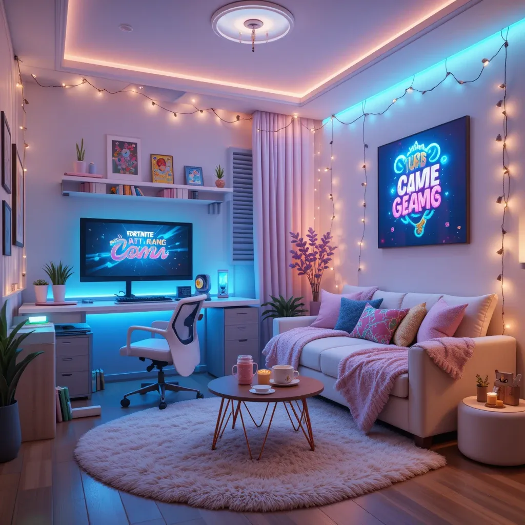 Gaming Room with a Cozy Lounge Area