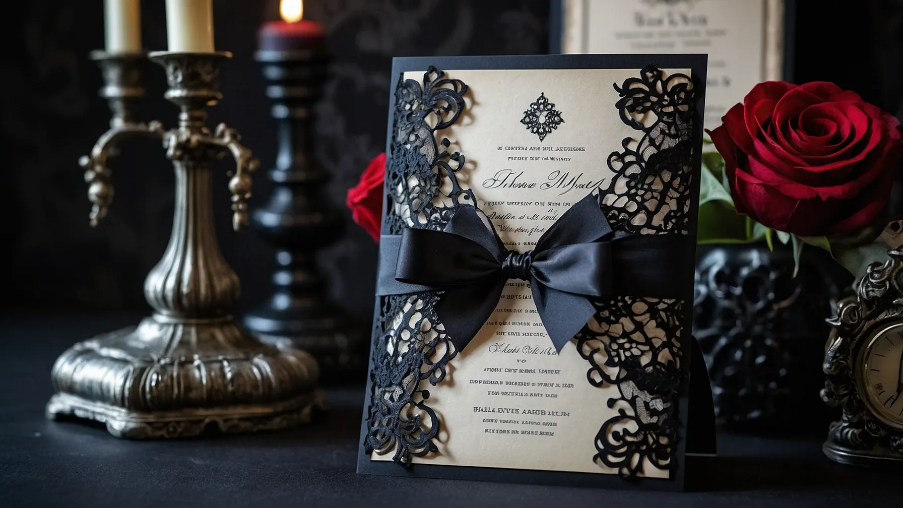 Gothic Styled Invitations with Lace