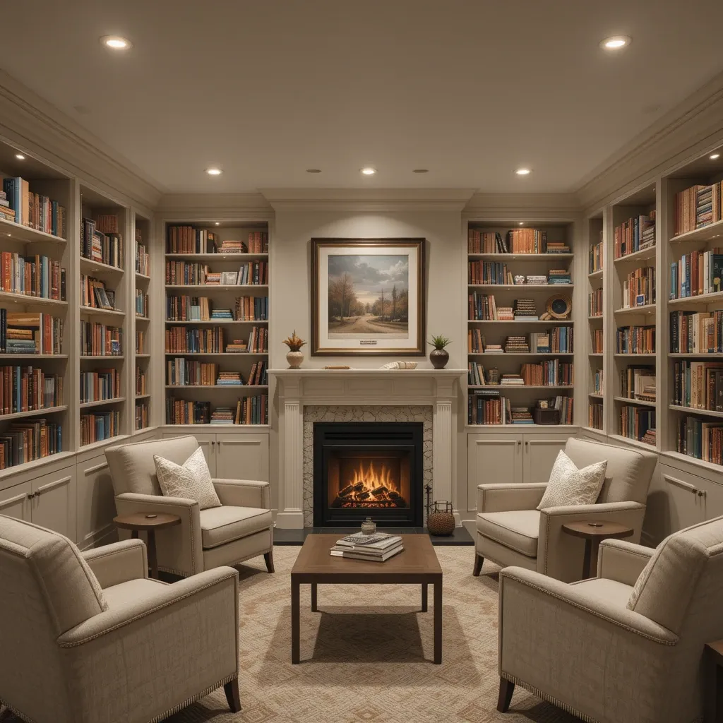 Install a Home Library with a Fireplace