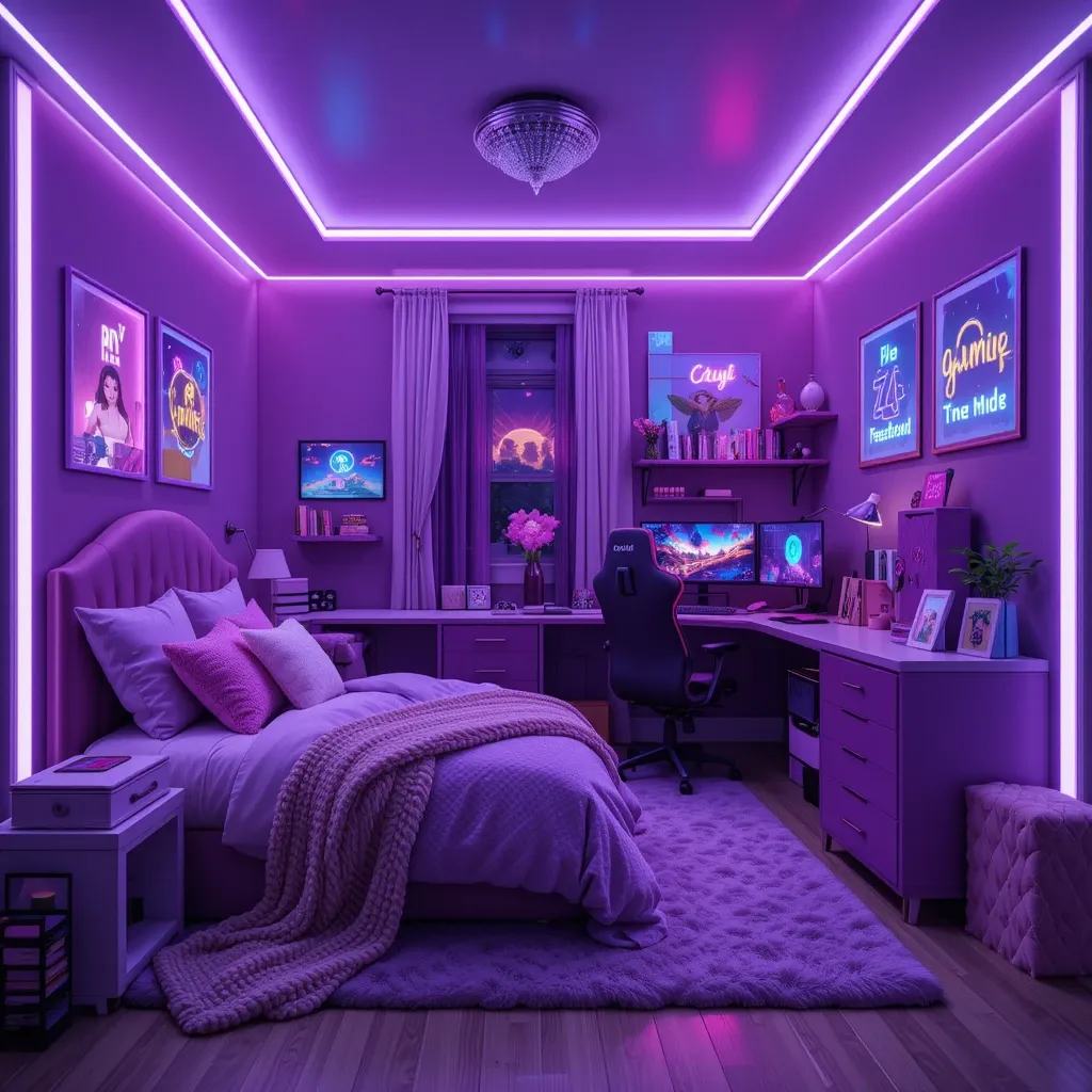 Purple Gaming Room for Girls