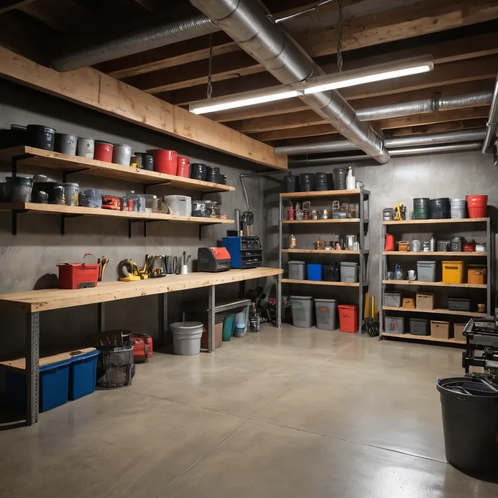 Raw and Practical Unfinished Basement Garage