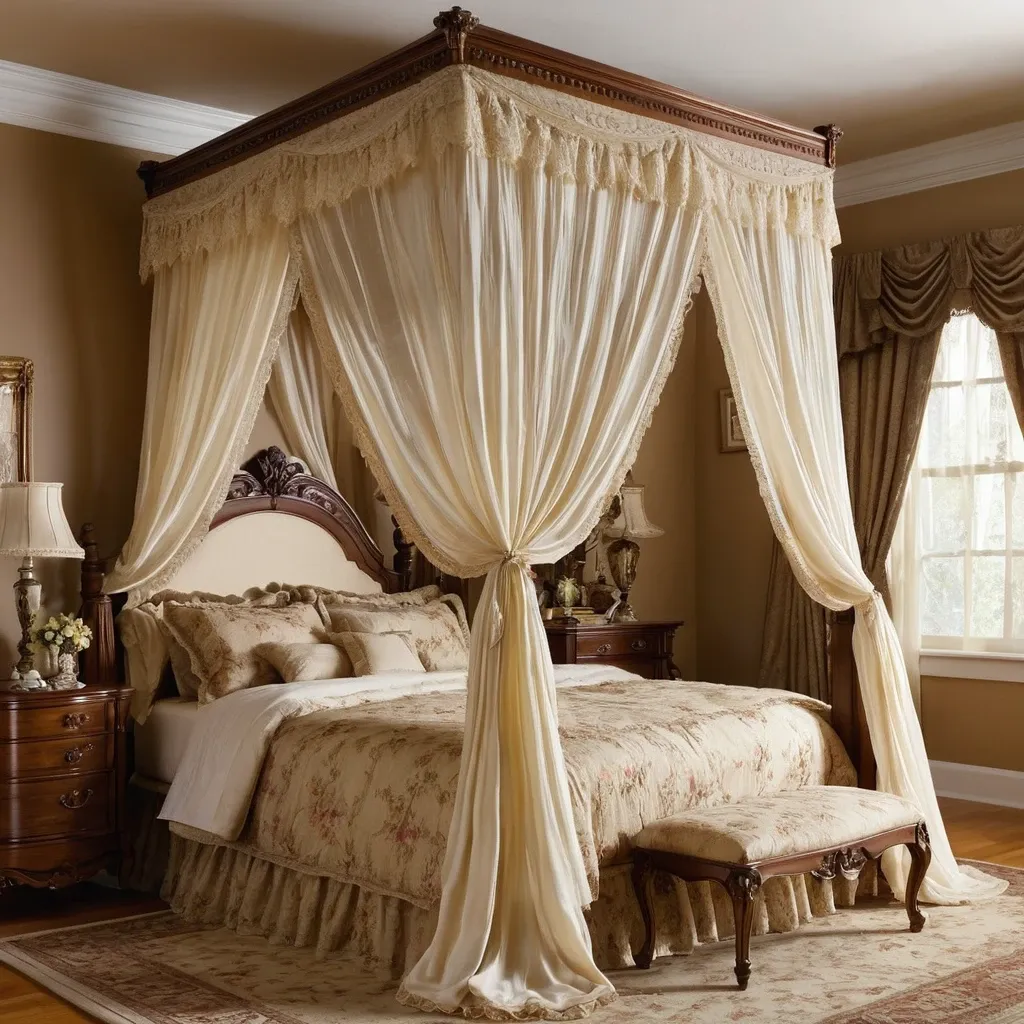 Victorian Bed Canopy with Drapes