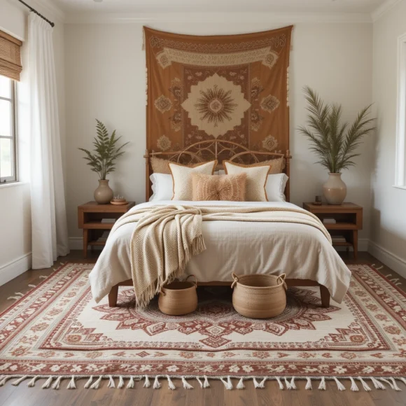 Earth-Toned Layered Rugs